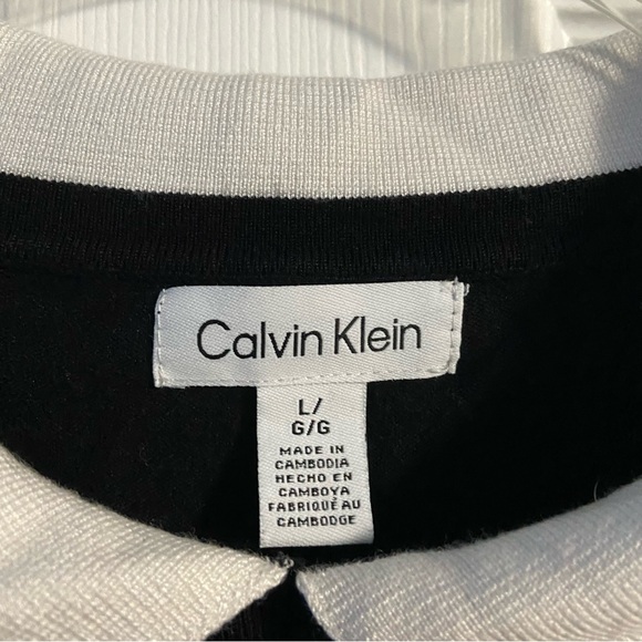 Calvin Klein Women’s Black & Off-White 3/4 Sleeve Collared Sweater Size L - Picture 11 of 12